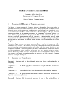 Student Outcome Assessment Plan University of Northern Iowa  Department of Computer Science  1 