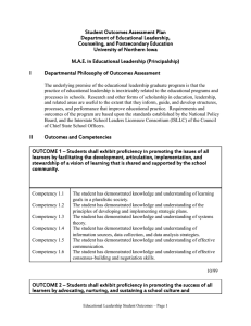 Student Outcomes Assessment Plan Department of Educational Leadership, Counseling, and Postsecondary Education