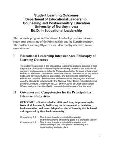 Student Learning Outcomes Department of Educational Leadership, Counseling and Postsecondary Education