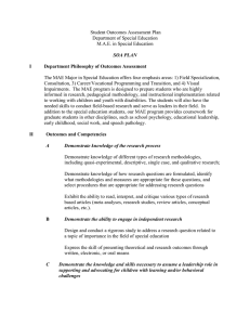 Student Outcomes Assessment Plan Department of Special Education M.A.E. in Special Education