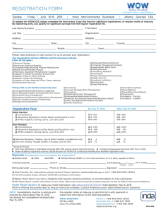 REGISTRATION FORM Tuesday - Friday June 16-19, 2015 Hotel InterContinental Buckhead