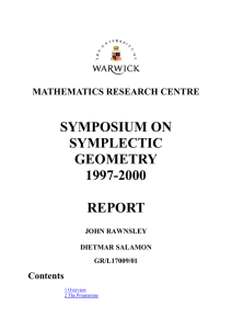 SYMPOSIUM ON SYMPLECTIC GEOMETRY 1997-2000