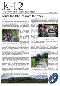 K-12 Beside the lake, beneath the trees... The MOAC and SysBio Newsletter 6