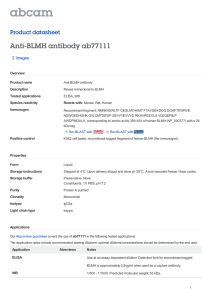 Anti-BLMH antibody ab77111 Product datasheet 2 Images Overview