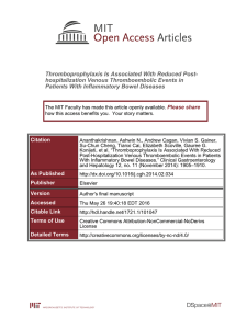 Thromboprophylaxis Is Associated With Reduced Post- hospitalization Venous Thromboembolic Events in