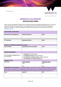 RESIDENTIAL FELLOWSHIPS APPLICATION FORM IAS Reference: