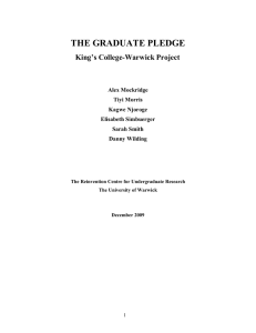 THE GRADUATE PLEDGE King’s College-Warwick Project  Alex Mockridge
