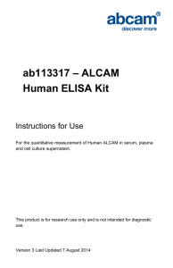 ab113317 – ALCAM Human ELISA Kit Instructions for Use