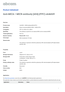 Anti-MICA + MICB antibody [6D4] (FITC) ab46529 Product datasheet Overview Product name