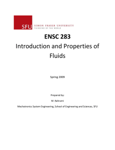 ENSC 283   Introduction and Properties of  Fluids   