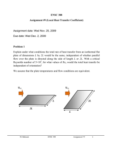 ENSC 388 Assignment #9 (Local Heat Transfer Coefficient) Problem 1