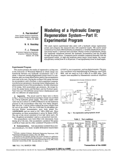 Modeling of a Hydraulic Energy Regeneration System—Part II: Experimental Program A. Pourmovahed