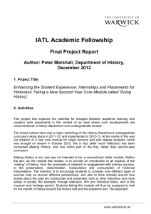 IATL Academic Fellowship Final Project Report Author: Peter Marshall, Department of History,