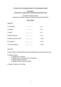 To Create and Test Prototype Modules for Interdisciplinary Studies  Grier Palmer