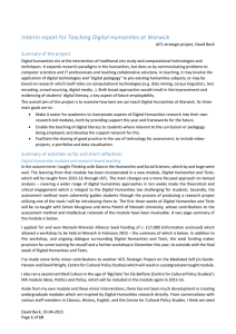 Teaching Digital Humanities at Warwick Summary of the project