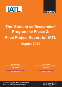 The ‘Student as Researcher’ Programme Phase 2: Final Project Report for IATL