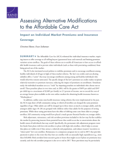 Assessing Alternative Modifications to the Affordable Care Act Coverage