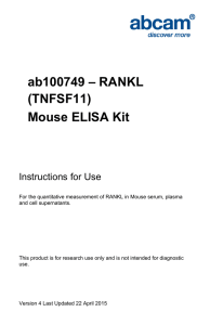 ab100749 – RANKL (TNFSF11) Mouse ELISA Kit Instructions for Use