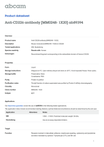 Anti-CD226 antibody [MM0248- 1X20] ab89394 Product datasheet Overview Product name