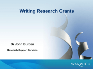 Writing Research Grants Dr John Burden Research Support Services