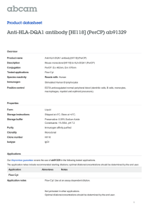 Anti-HLA-DQA1 antibody [HI118] (PerCP) ab91329 Product datasheet Overview Product name