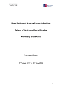 Royal College of Nursing Research Institute University of Warwick