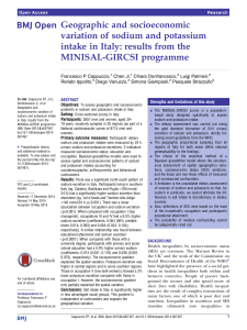 Geographic and socioeconomic variation of sodium and potassium MINISAL-GIRCSI programme