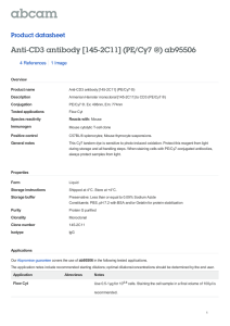 Anti-CD3 antibody [145-2C11] (PE/Cy7 ®) ab95506 Product datasheet 4 References 1 Image
