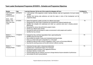 Team Leader Development Programme 2015/2016 – Schedule and Programme Objectives