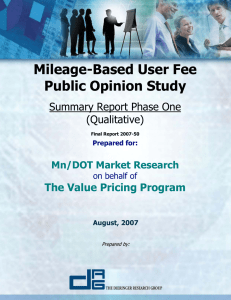 Mileage-Based User Fee Public Opinion Study Summary Report Phase One (Qualitative)