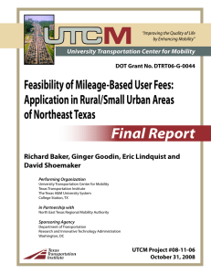 Final Report Feasibility of Mileage-Based User Fees: Application in Rural/Small Urban Areas
