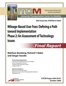 Mileage-Based User Fees: Defining a Path toward Implementation Issues