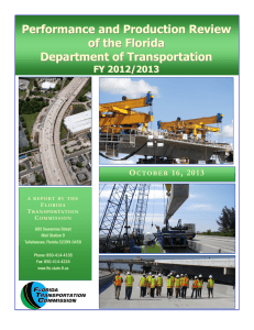 Performance and Production Review  of the Florida Department of Transportation