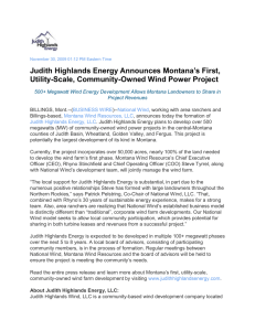 a’s First, Judith Highlands Energy Announces Montan Utility-Scale, Community-Owned Wind Power Project