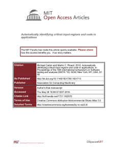 Automatically identifying critical input regions and code in applications Please share