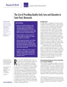 The Cost of Providing Quality Early Care and Education in Research Brief