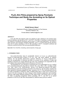Fe O thin Films prepared by Spray Pyrolysis