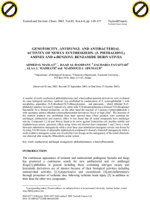 GENOTOICITY, ANTIFUNGL AND ANTIBACTERIAL ACTIVITY OF NEWLY SYNTHESIZEDN- (3- PHTHALIDYL)