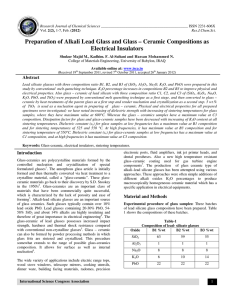 Preparation of Alkali Lead Glass and Glass – Ceramic Compositions... Electrical Insulators  Abstract