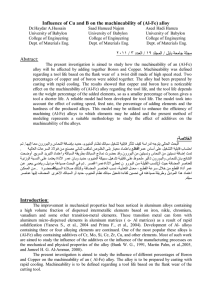 Influence of Cu and B on the machineability of (Al-Fe) alloy