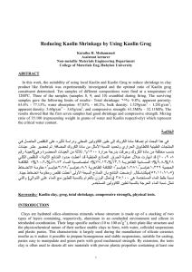 Reducing Kaolin Shrinkage by Using Kaolin Grog