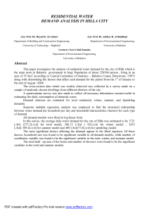 RESIDENTIAL WATER DEMAND ANALYSIS IN HILLA CITY