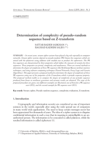 Determination of complexity of pseudo-random sequence based on Z-transform COMPLEXITY