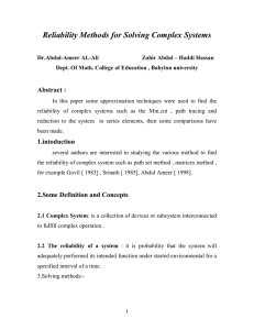 Reliability Methods for Solving Complex Systems