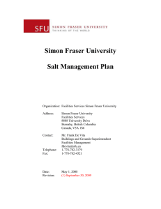 Simon Fraser University  Salt Management Plan