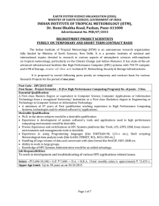 INDIAN INSTITUTE OF TROPICAL METEOROLOGY (IITM),  RECRUITMENT PROJECT SCIENTISTS