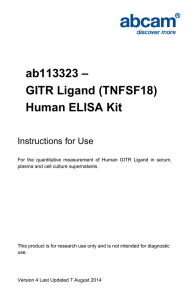 ab113323 – GITR Ligand (TNFSF18) Human ELISA Kit Instructions for Use