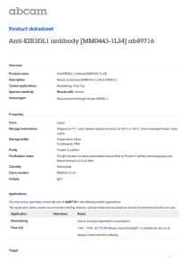 Anti-KIR3DL1 antibody [MM0443-1L34] ab89716 Product datasheet Overview Product name
