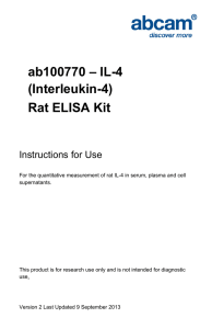 ab100770 – IL-4 (Interleukin-4) Rat ELISA Kit Instructions for Use