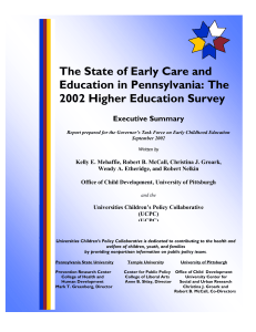 The State of Early Care and Education in Pennsylvania: The